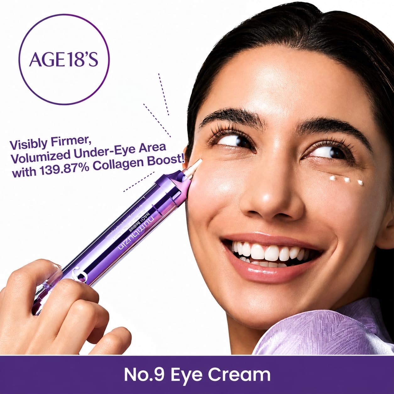 AGE18'S No.9 NAD+ Retinol Peptide Eye Cream 15 ml Retinol Under Eye Serum Dark Circles Fine Lines Wrinkles Hydrating Undereye Treatment Firming Brightening Peptides Niacinamide Glow Daily Use — Amazon image 3