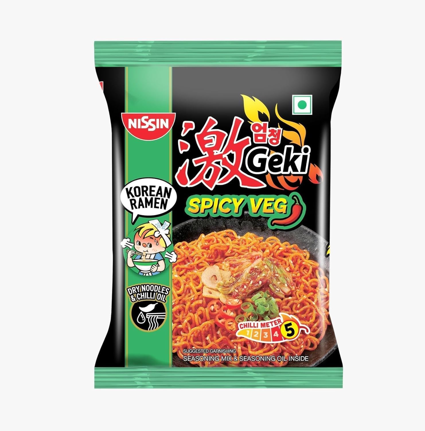 Nissin Geki - Hot & Spicy Korean Veg Instant Noodles, 80g (pack of 3)