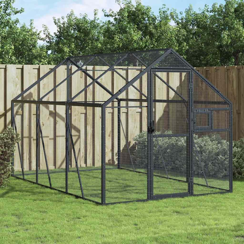 Voliere Anthrazit 1,79x3x1,85 m Aluminium,Tier- & Haustierbedarf,Haustierbedarf,Vogelbedarf,Vogelkäfige & -ständer,Anthrazit,33.34 kg-3155802
