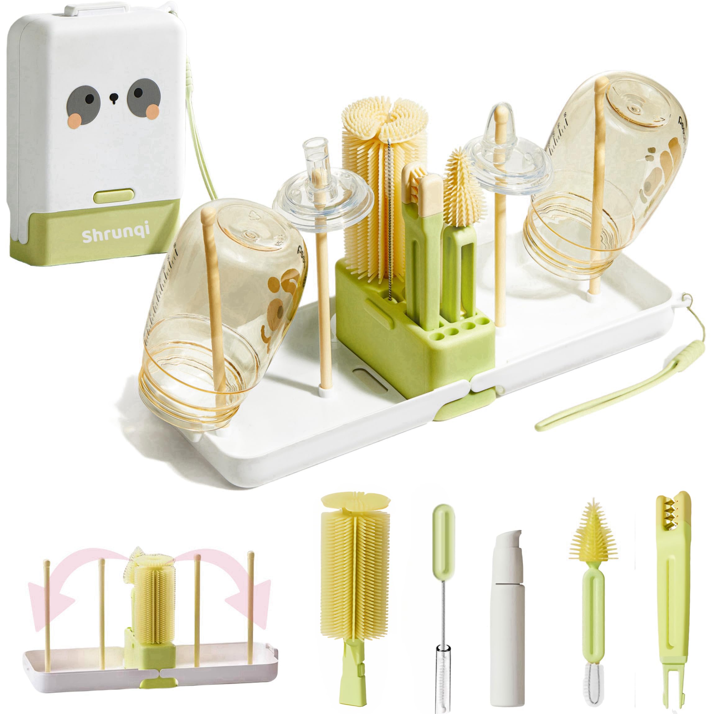 Kit Pulizia Biberon 7 In 1 - Spazzole In Silicone, Asciugabiberon E Portasapone, Ideale Per Viaggi - Foto 9