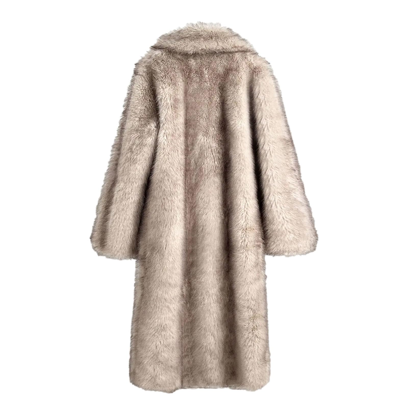 Generisch Cappotto di pelliccia da uomo lungo cappotto di pelliccia sintetica peluche giacca invernale caldo cappotto pelliccia giacca a maniche lunghe risvolto finta pelliccia giacca cardigan sciolto