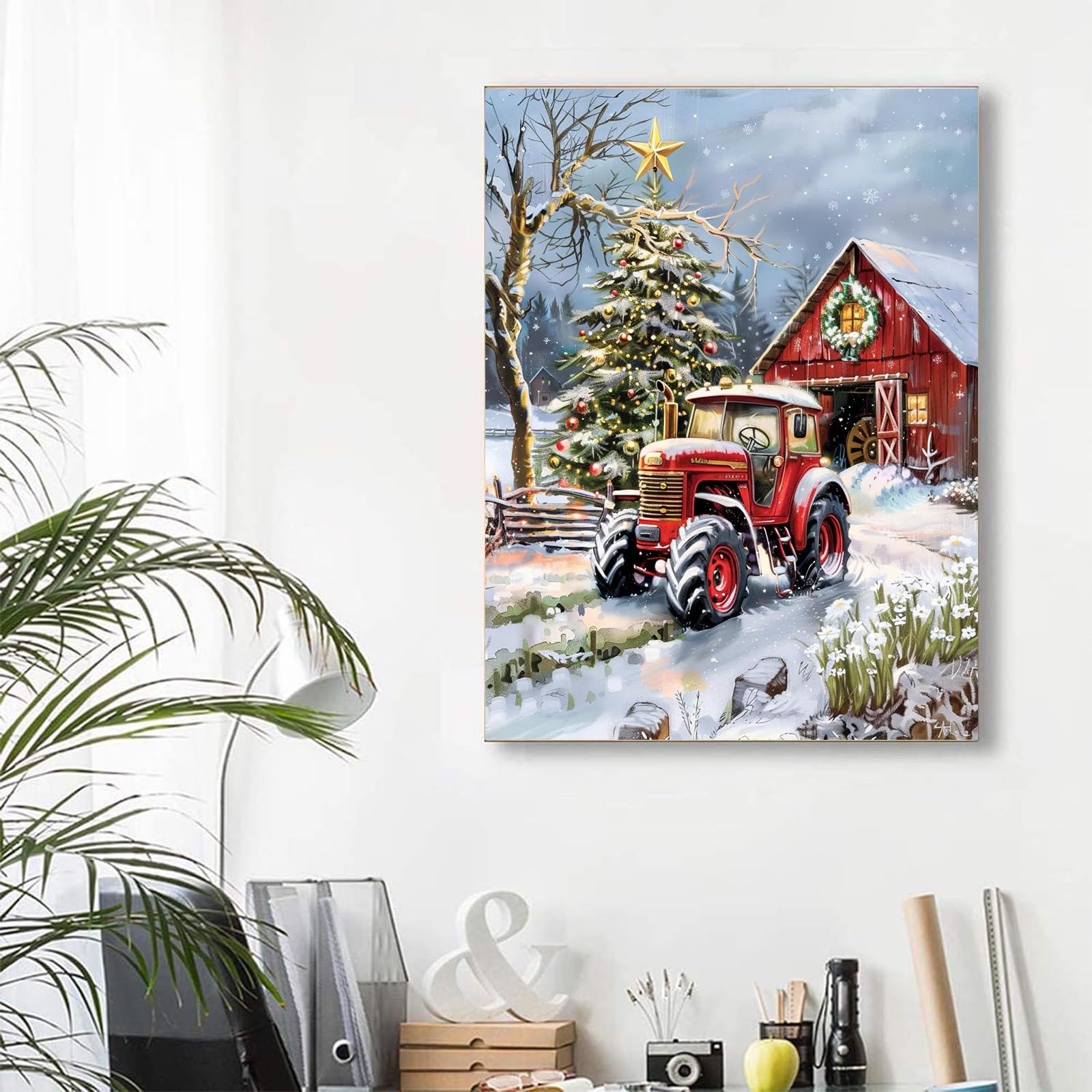 Grüner Traktor Diamond Bild - Diamond Painting Welt