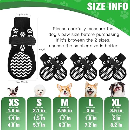 Miniatura 2 de EXPAWLORER 6 calcetines antideslizantes para perros para evitar lamer las patas, zapatos de perro para pavimento caliente, botas de perro de doble