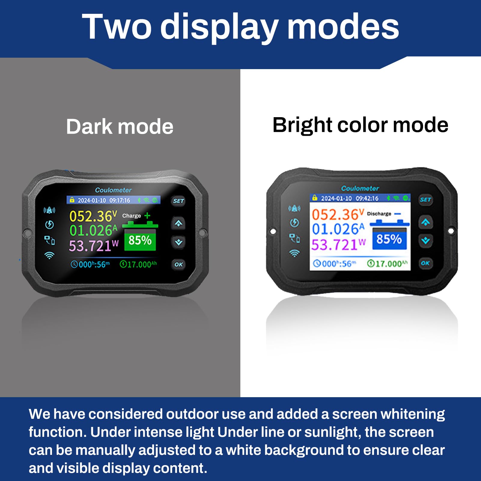 Monitor baterii 100 A, WiFi, 12 V, 24 V, 36 V, 48 V, 72 V, wyświetlacz napięcia 10 – 100 V, aplikacja zdalnego sterowania, monitor baterii Caravan Battery Guard (KM110F z alarmami)