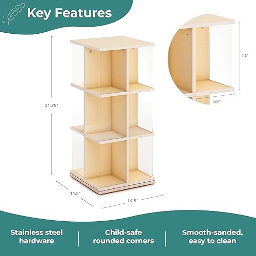 Miniatura 2 de Guidecraft EdQ - Exhibidor giratorio para libros abedul estantería giratoria de madera contrachapada con ventanas acrílicas para el aula de niños