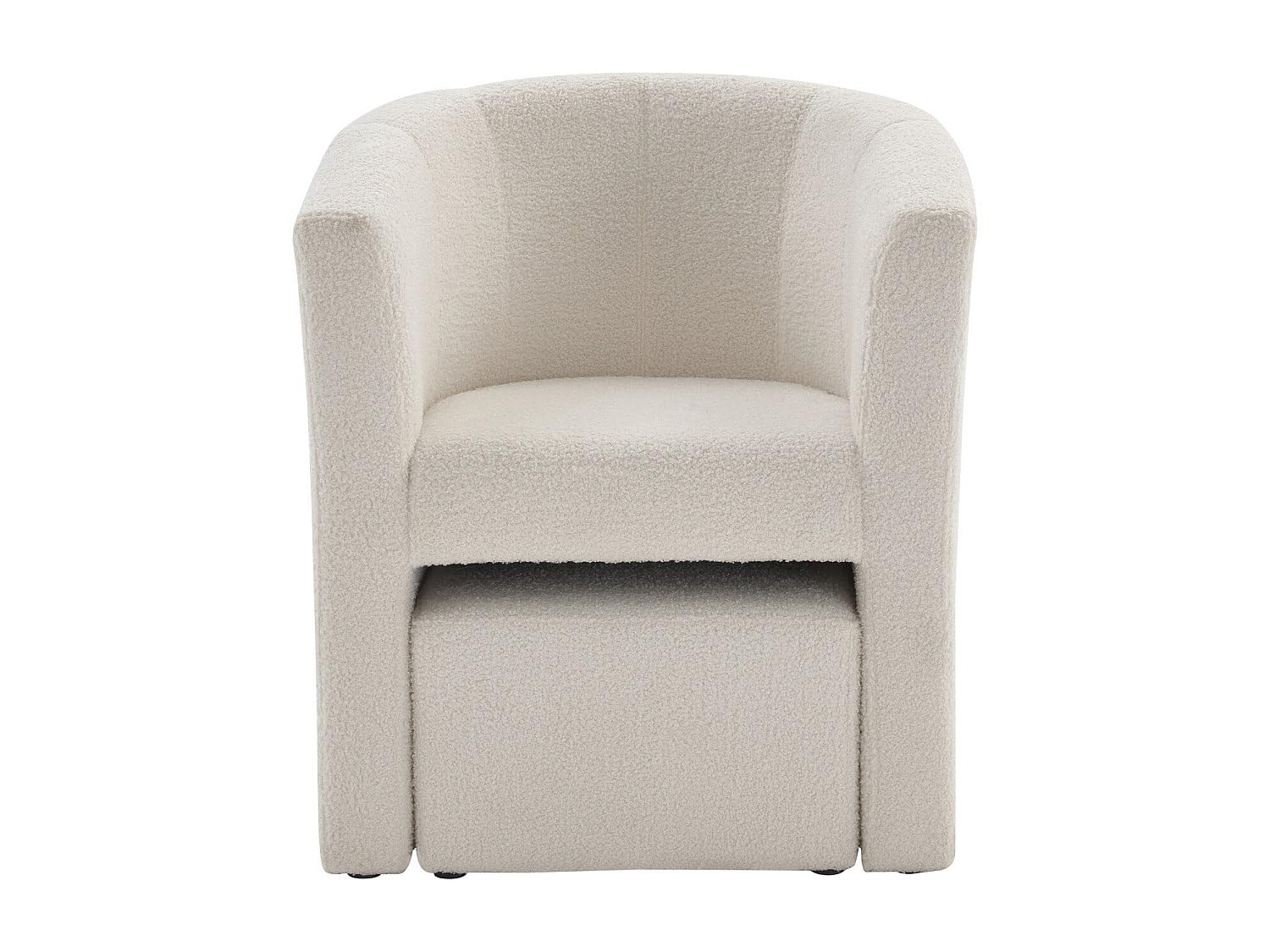 Vente-unique - Fauteuil Cabriolet et Pouf en Tissu Bouclette Blanc Jovana