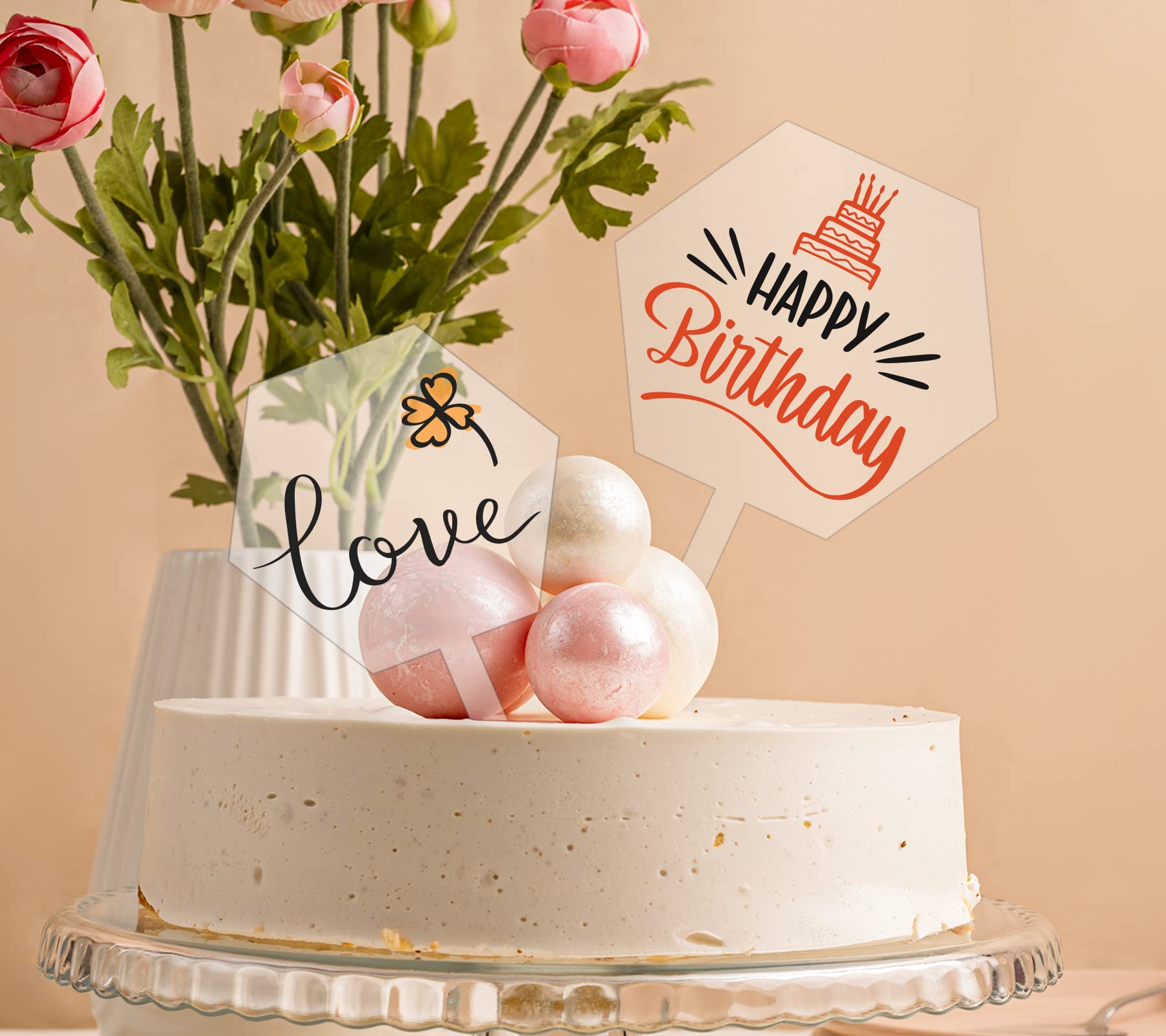 Amazon.co.jp: Kamehame アクリルケーキトッパー8個 クリアブランク