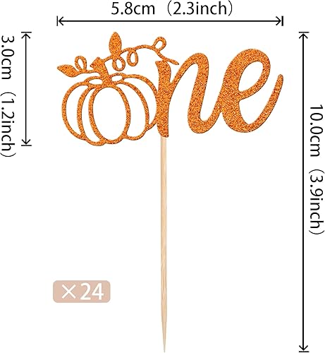 Miniatura 226 de 24 piezas de calabaza Oh Baby Cupcake Toppers Glitter Heart Feet Baby Shower Cupcake Picks para otoño, Acción de Gracias, tema de otoño, baby