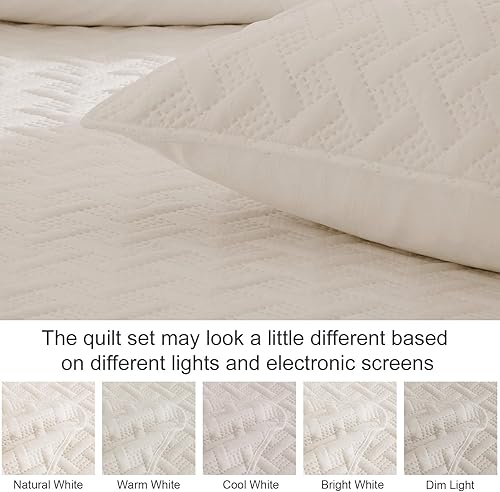 Miniatura 6 de Exclusivo Mezcla Juego de edredón tamaño Queen Matrimonial, colcha suave de hueso beige para todas las estaciones, juego de ropa de cama ligero y