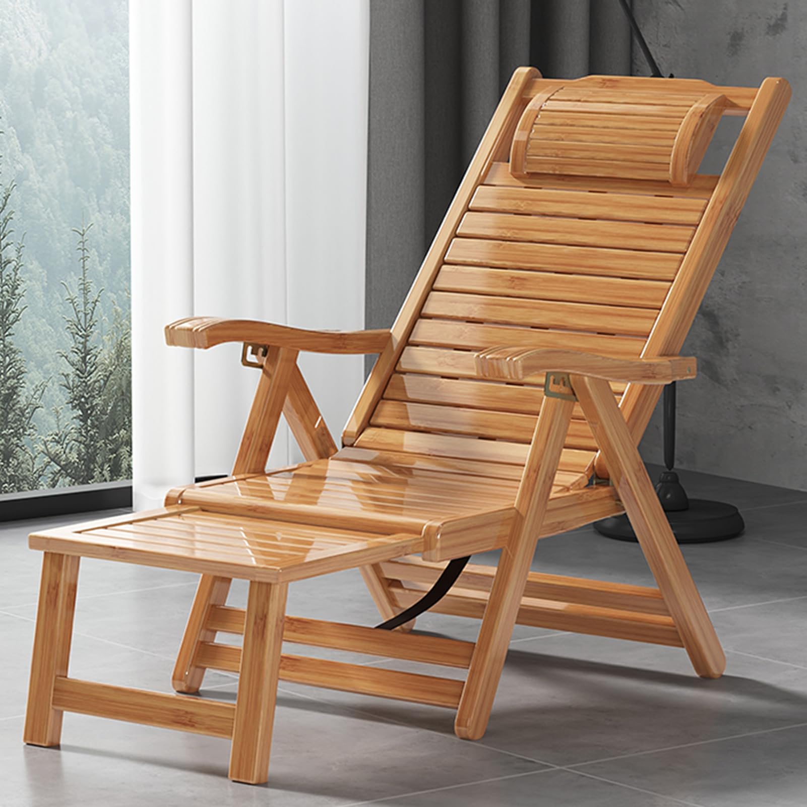 Sedie a Sdraio in Legno, Lettini Lettino Prendisole, Poltrone Con Schienale Regolabile in 5 Posizioni, Sedia da Giardino per Esterno Adatto per Patio/Spiaggia/Campeggio (Colore del legno)