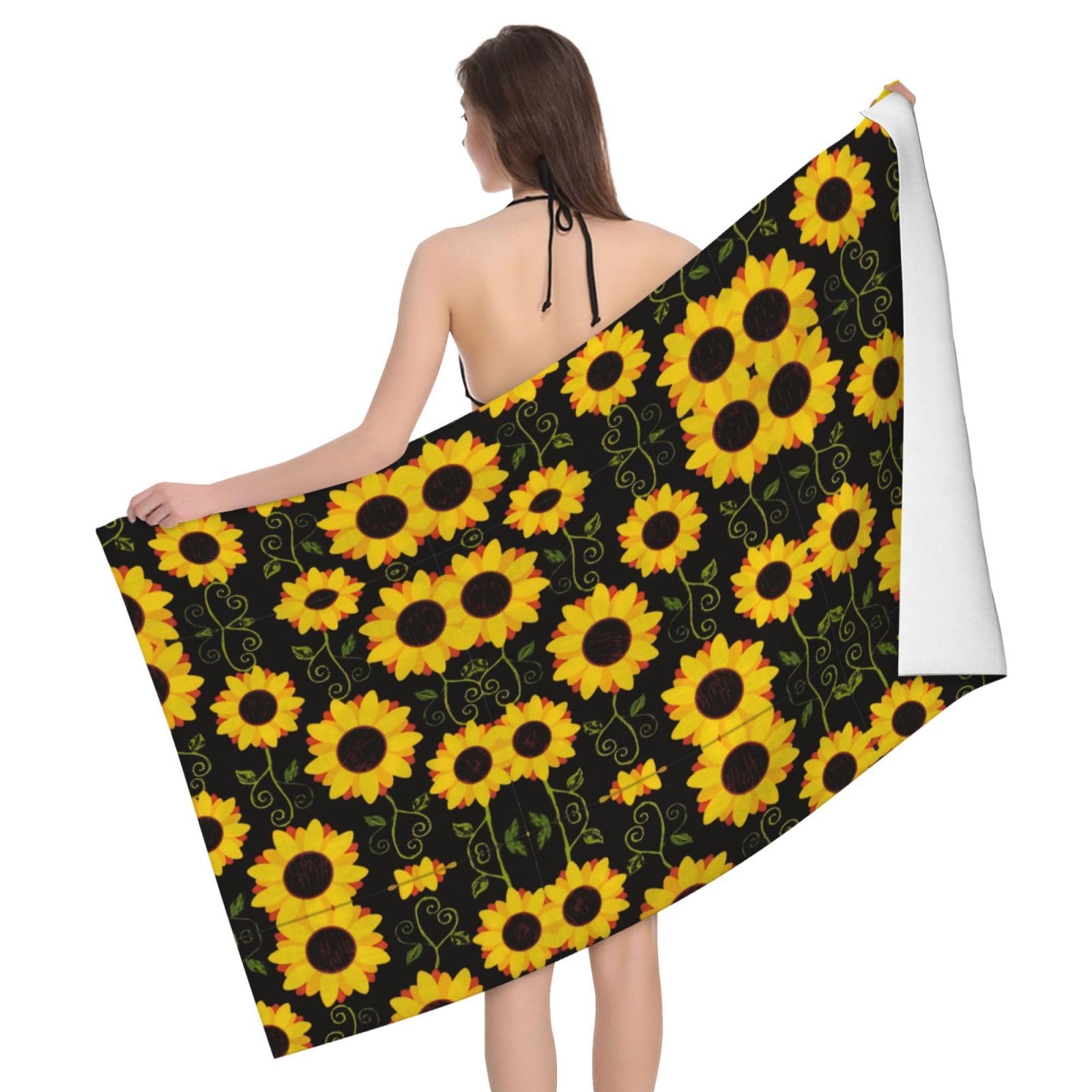 Serviette de voyage tournesol floral pour l'extérieur et adultes