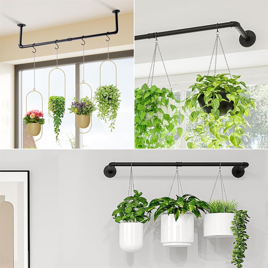 Colgador De Plantas Para Interiores Con 6 Cadenas Colgantes Para Plantas De  Interior, Soporte Para Plantas Colgantes, Barra De Ventana, Estantes De, image size:1115x1115