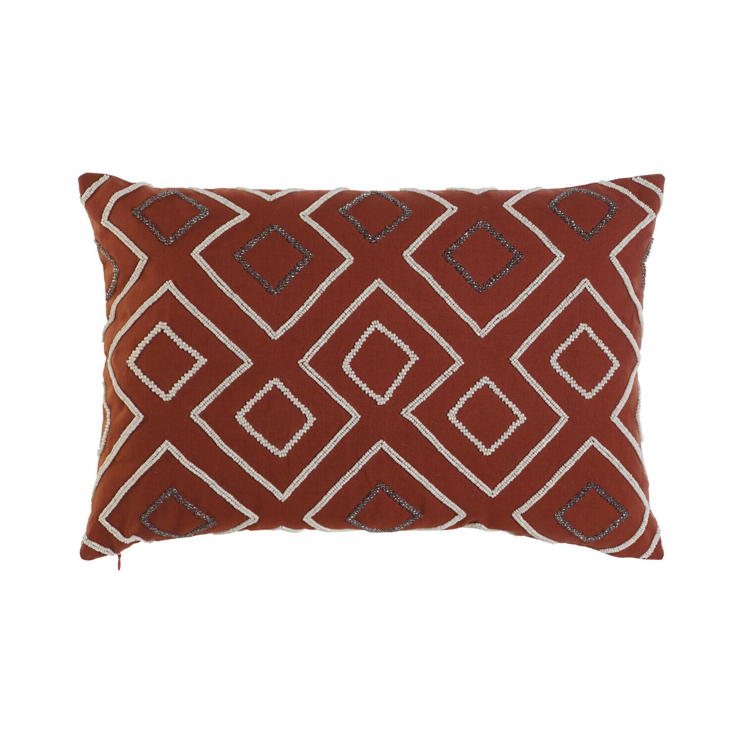 Housse de coussin géométrique en coton terracotta haute finition