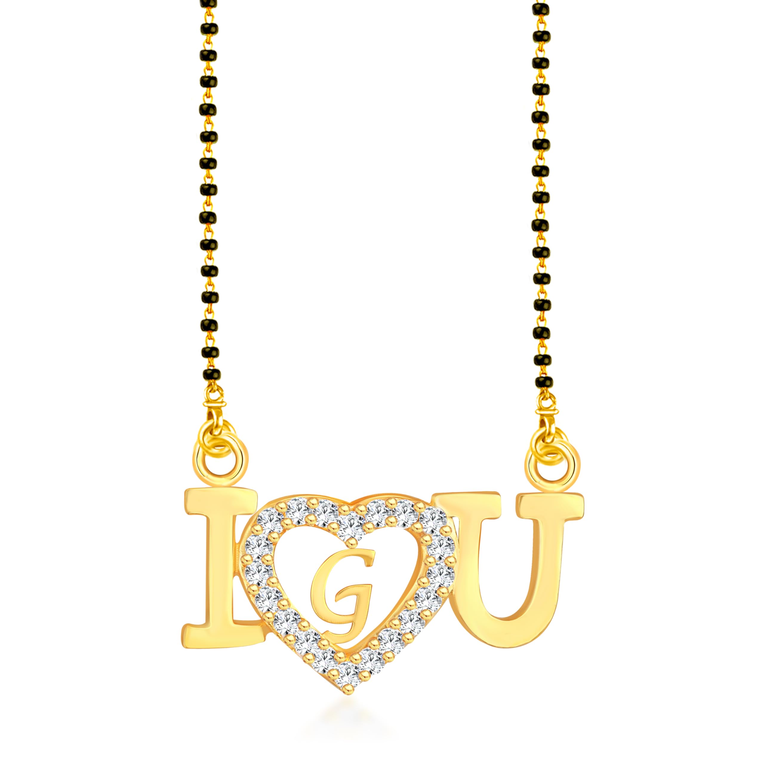 IC 2201 - Mangalsutra Gold White Stone (G) Alphabet-image-7