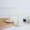 Portavelas de cerámica para centro de mesa, decorativos para hogar, bodas y fiestas, regalo para estrenar casa, paquete de 2, forma redonda, diseño blanco con salpicaduras marrones 7