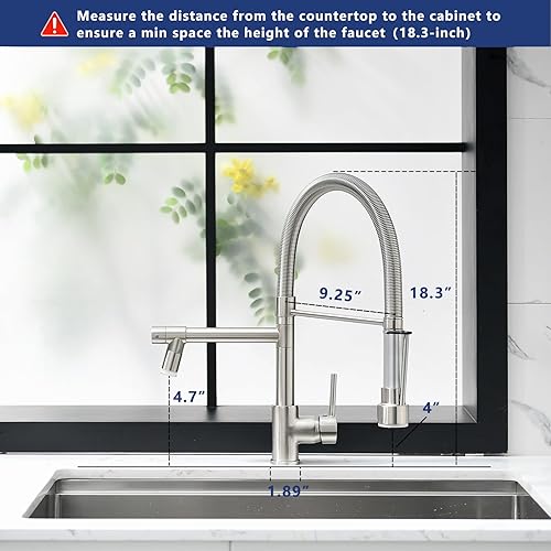 Miniatura 6 de Fapully Grifos de cocina con rociador extraíble, grifo comercial de fregadero de cocina de una sola manija con luz LED, níquel cepillado