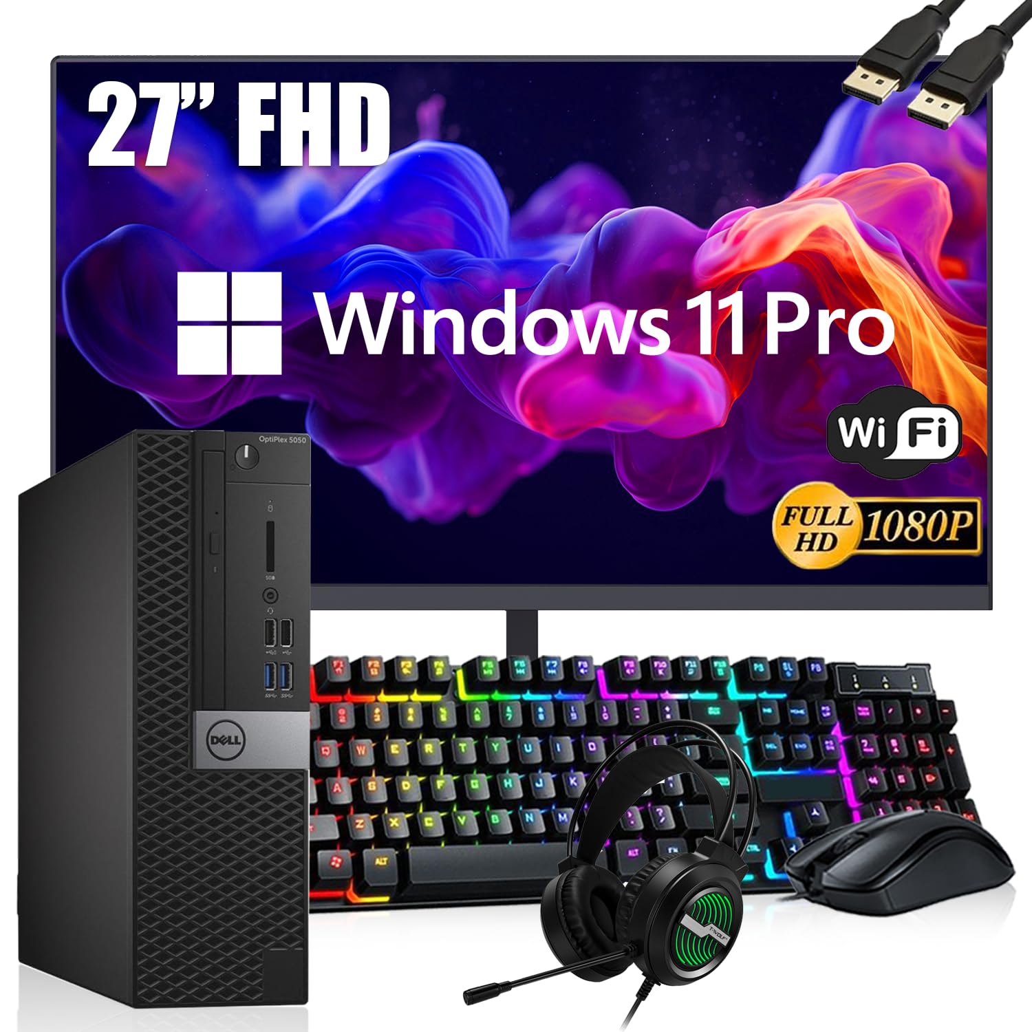 Dell OptiPlex 5050 SFF Desktop Computer PC Set with 27