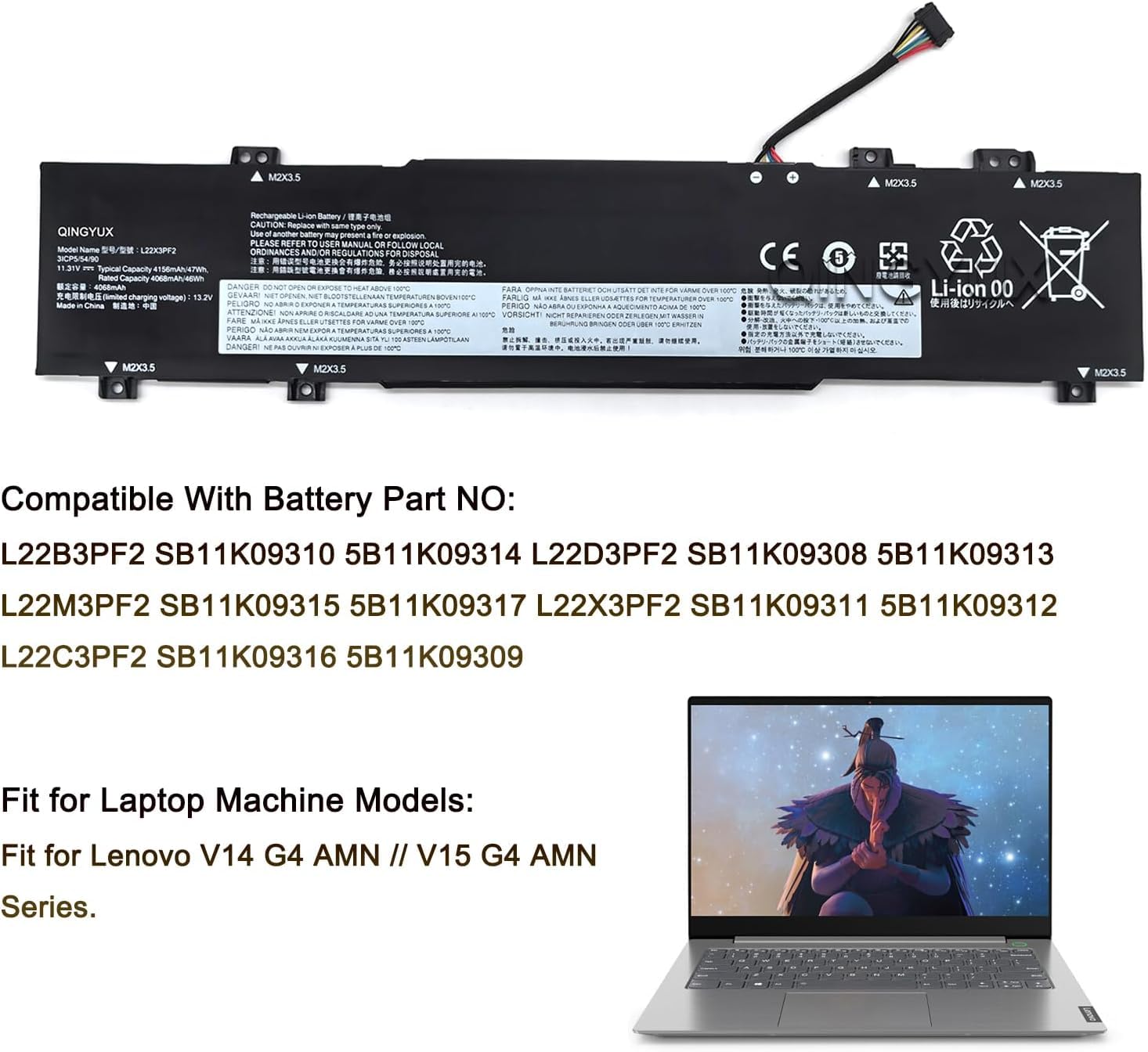 【CPC-L24】Biro WISTAR L22X3PF2 L22B3PF2 L22D3PF2 L22M3PF2 L22C3PF2 Laptop Battery