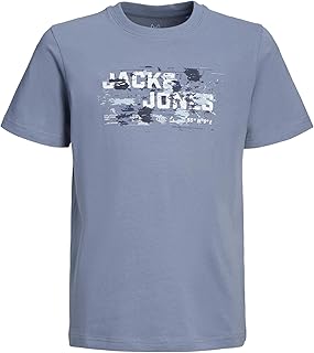تيشرت نصف كم برقبة دائرية مزين بشعار مناسب للخروجات للأولاد من جاك اند جونز