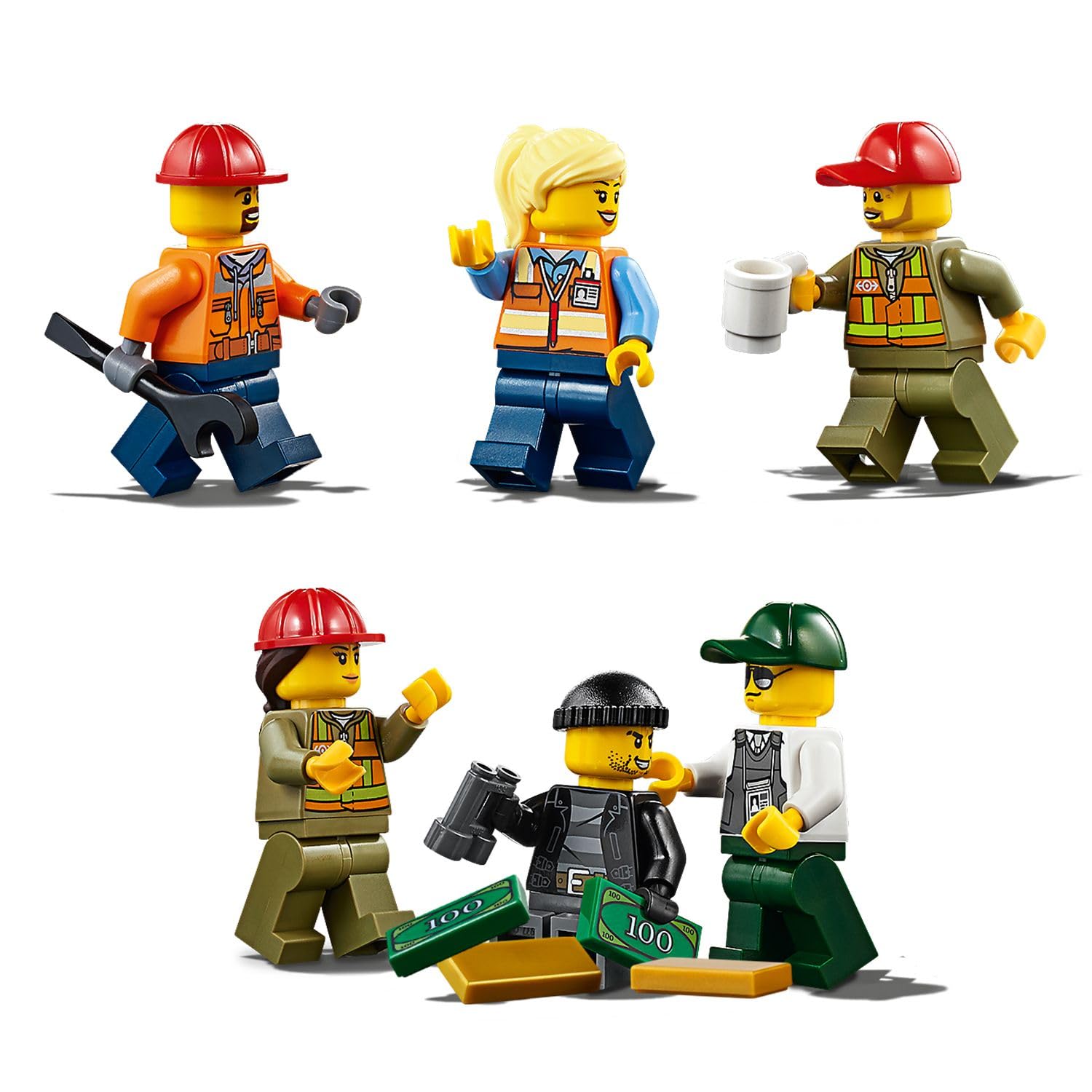 LEGO City Trains Güterzug - Zug Spielzeug, Gabelstapler, 32 Gleisstücke, Signalleuchten & 6 Minifiguren – Lokomotive Spielset für Kinder - Kreatives Geschenk für Jungen & Mädchen ab 6 Jahren - 60198