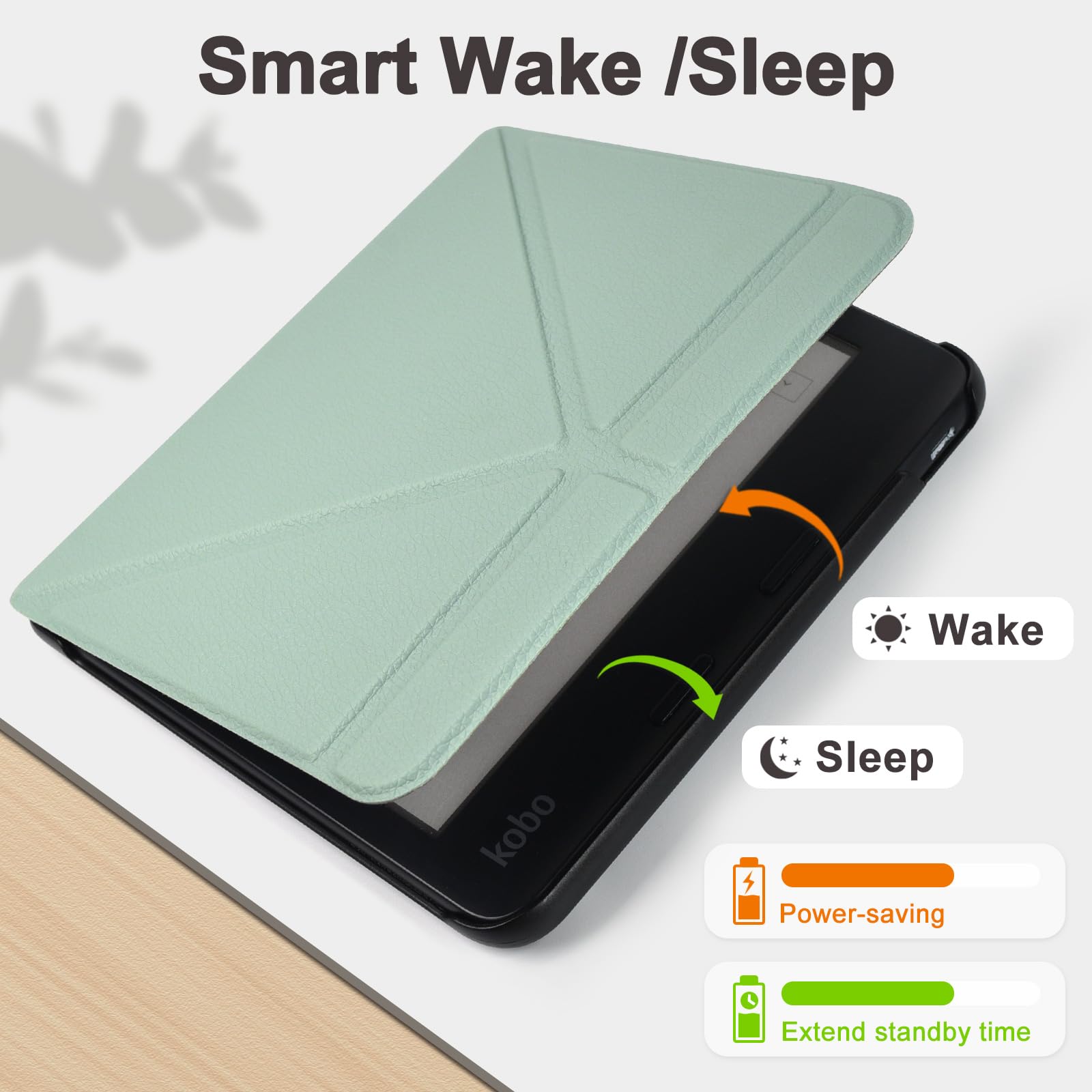 RSAquar Coque pour Kobo Libra Colour (Modèle : N428) Et Tolino Vision Colour 2024 avec Fonction Auto Veille Réveil, Vert Agave