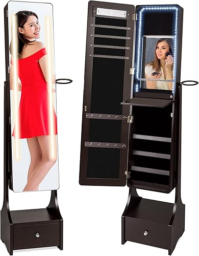 Armario joyero Best Choice Products con espejo y LED