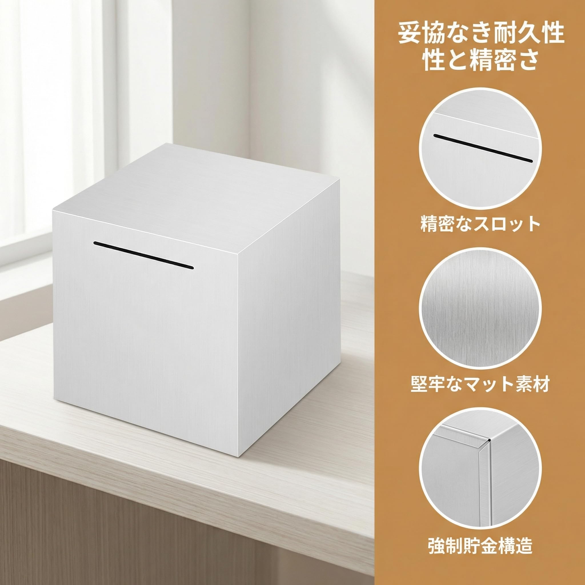 Amazon.co.jp: 開かない貯金箱 ステンレス シルバー 大容量 50万円貯金