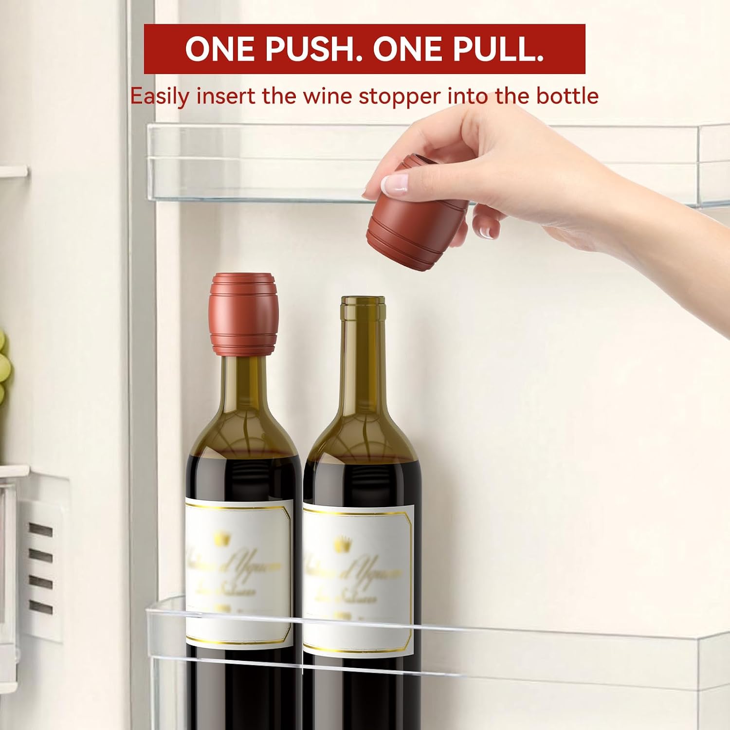 Wine Stoppers for Wine Bottle, 3 Pack Barrel-Shaped Silicone Bottle Stopper
