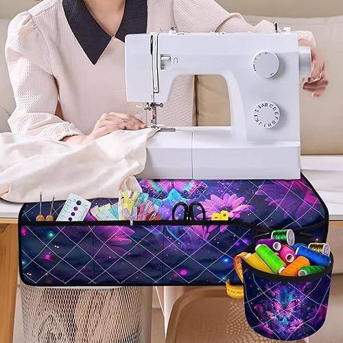 Miniatura 110 de Estera de máquina de coser con flores brillantes y florales bohemias, reduce la vibración, antideslizante, organizador duradero