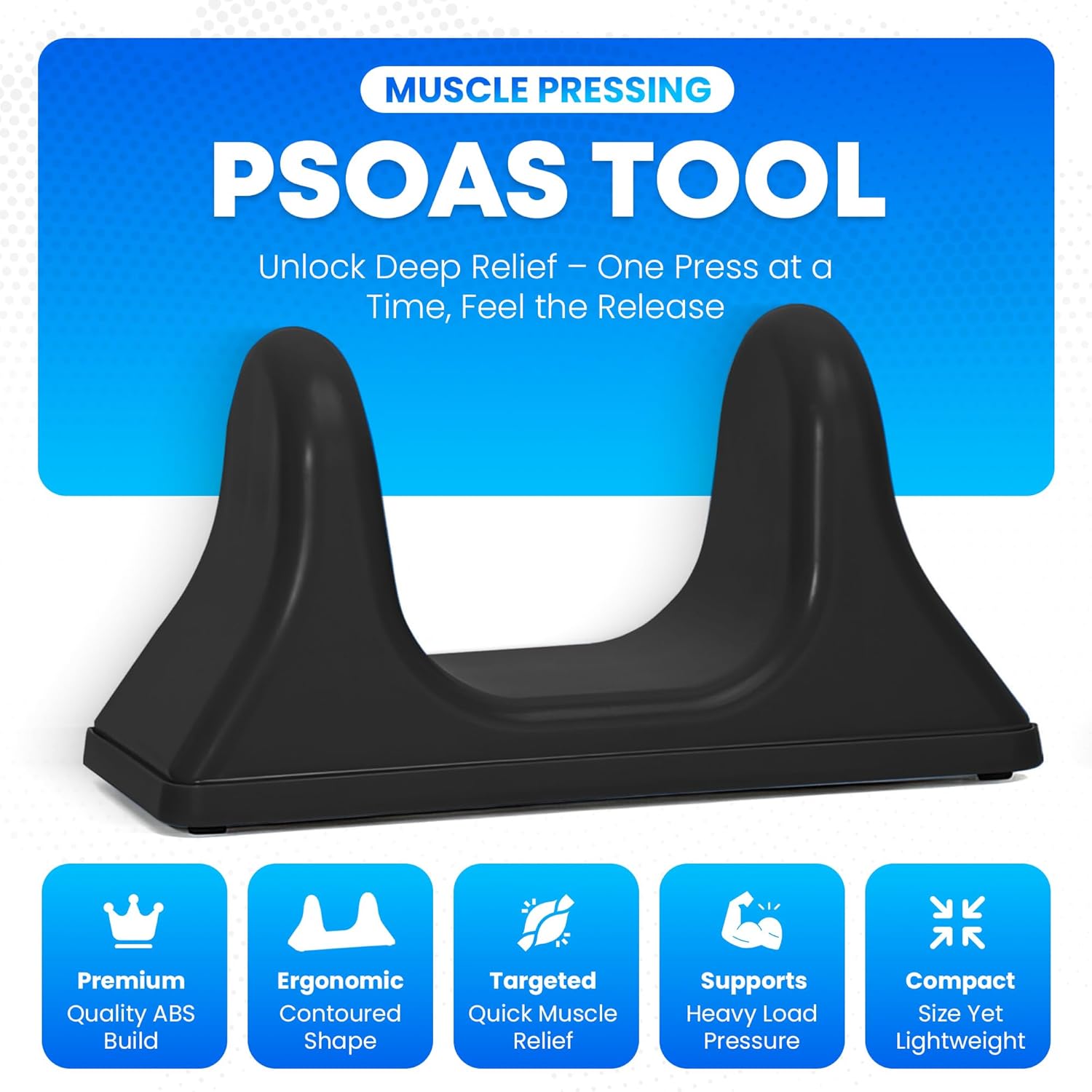 Psoas Release Tool, Deep Tissue Hip and Back Massager, Hip Hook for Psoas Muscle Release, Hip Flexor & Trigger Point Relief (Black)