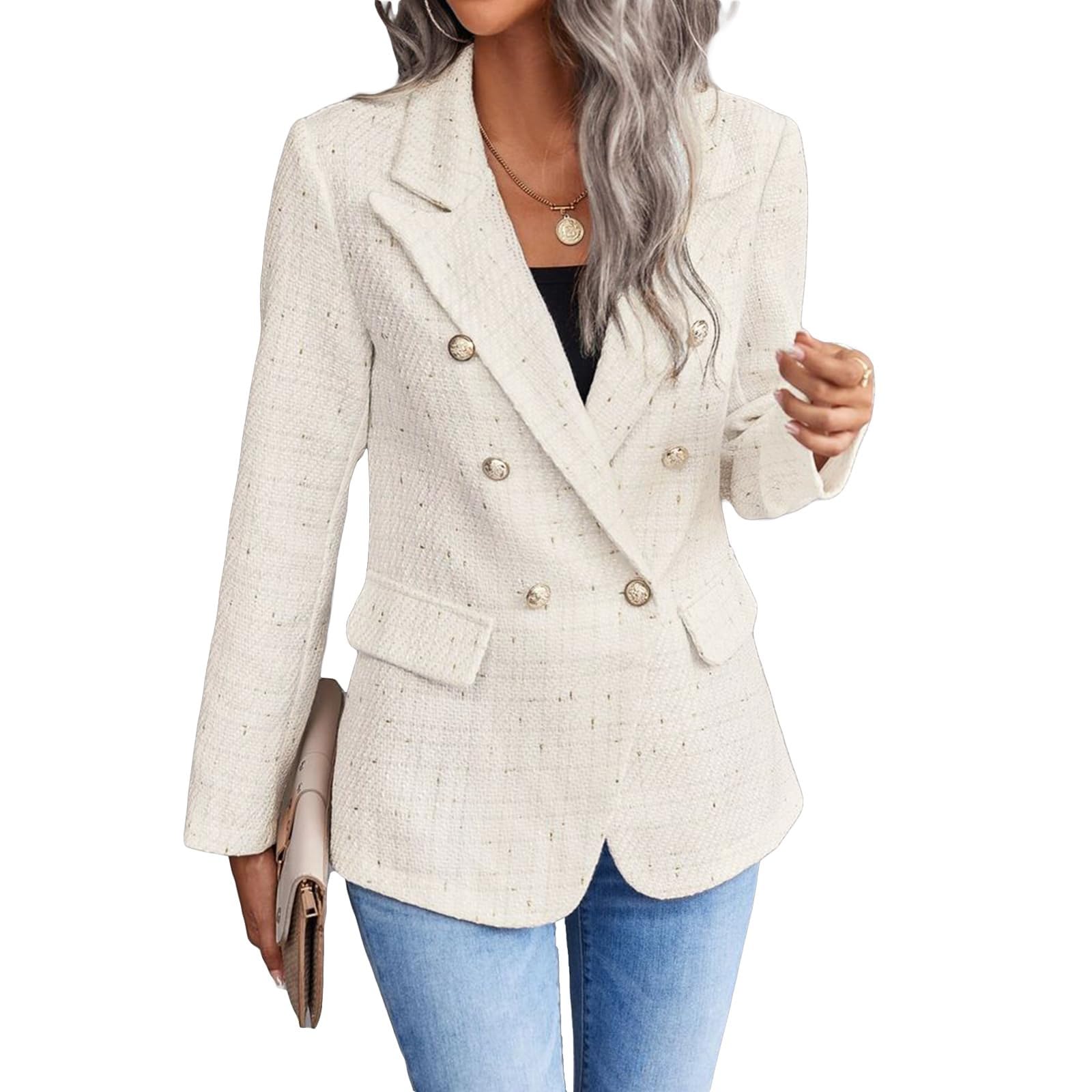 Generico Blazer Corto Donna, Donna Giacche da Abito E Blazer Giacca da Abito Aperta sul Davanti Giacca con Bavero da Ufficio Giacca Lunghe Casual Oversize Giacca da Ufficio Business con Tasche
