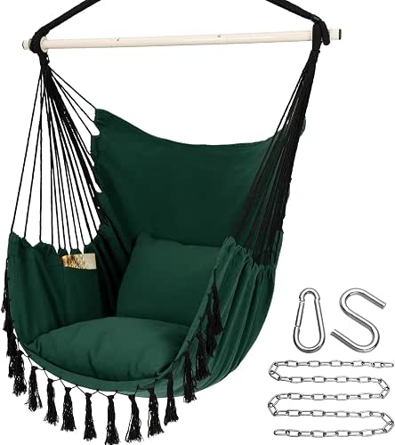Y- STOP Hammock Chair Hanging Rope Swing, Max 500 Lbs,