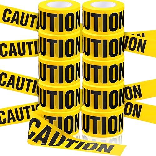 Yeaqee 10 rollos de cinta de construcción de 3 pulgadas x 1000 pies, impermeable, advertencia de seguridad, rollo de cinta de precaución de