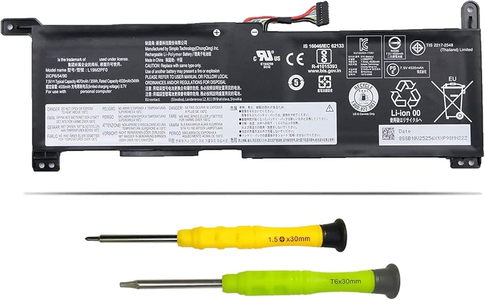 L19M2PF0 Laptop Battery Replacement for Lenovo Ideapad Slim 1-14AST-05 1-11AST-05 Series L16L2PB3 2ICP6/54/90 5B10V25257 5B10W67171