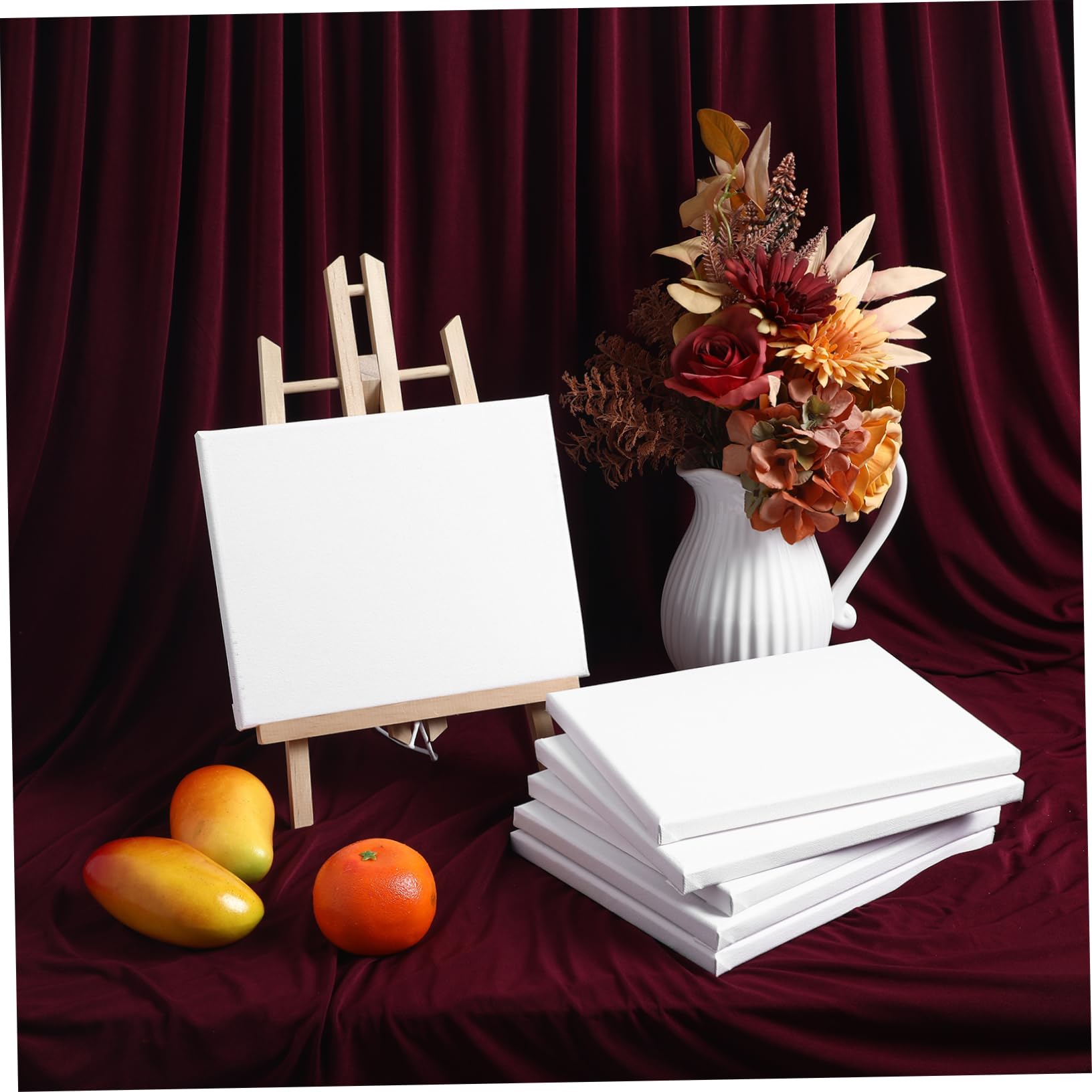 Panneaux de Toile Vierges pour Peinture, 6 Pièces, Bois Blanc