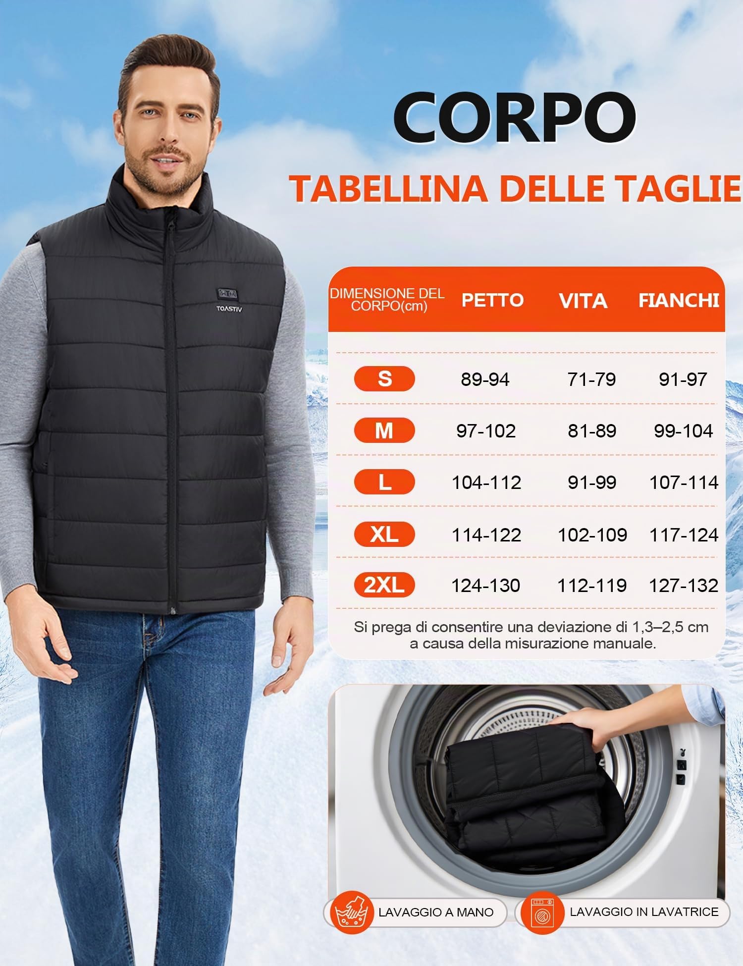 Gilet Riscaldato Uomo con Batteria 18400mAh 7.4V - 8 Zone Riscaldanti, Lavaggio in lavatrice, Gilet Termico Elettrico con Controllo a Doppia Zona