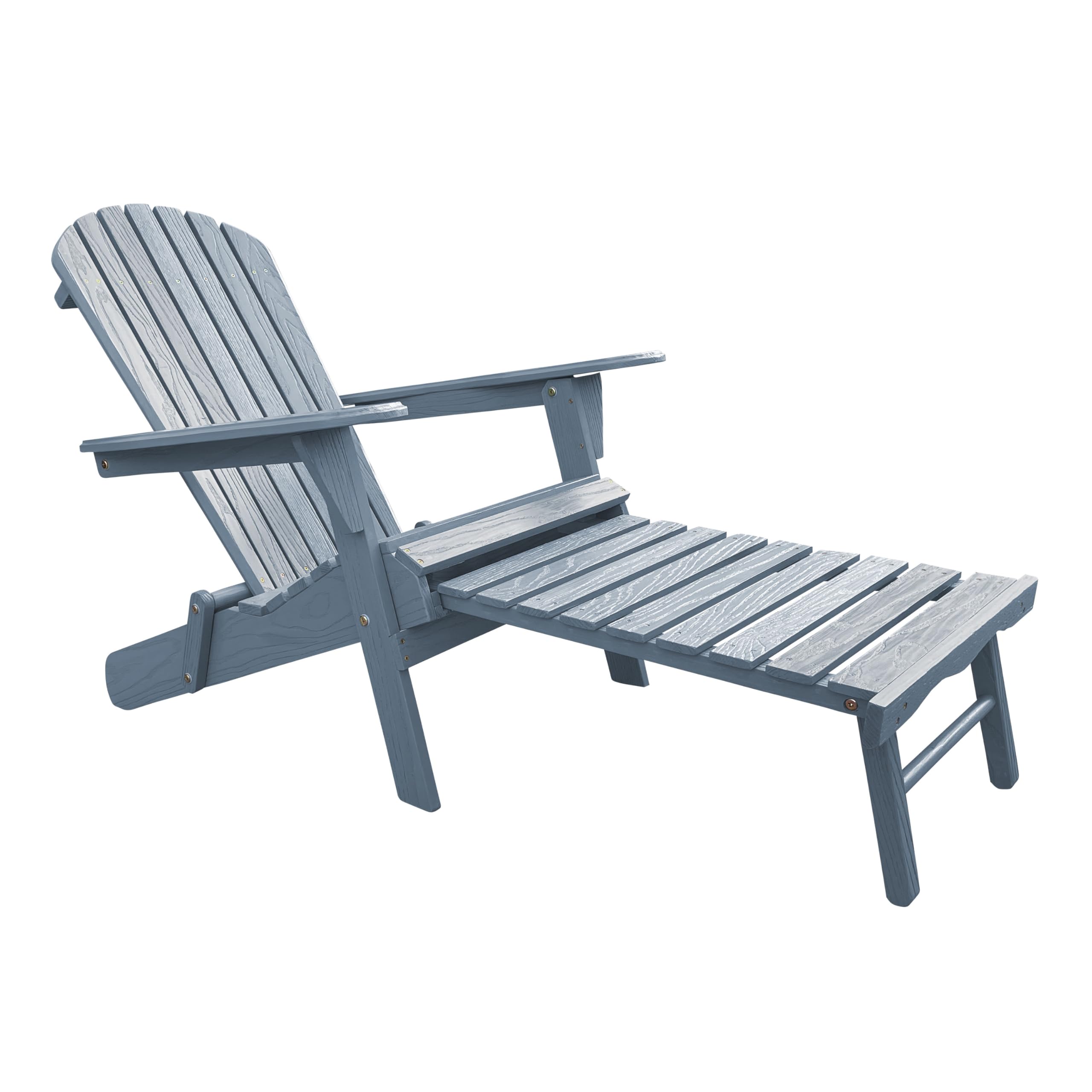 AXI Alexa Adirondackstuhl mit Fußteil, Klappbar in Warmes Grau | Gartenstuhl/Loungestuhl/Adirondack Stuhl / 100% Hemlockholz für 1 Person mit Armlehnen & hoher Rückenlehne | 147 x 78,5 x 89 cm