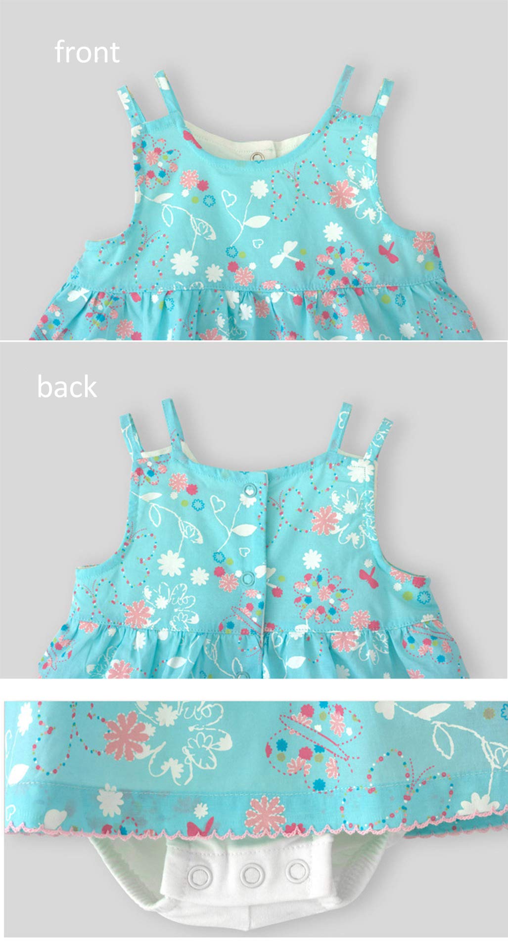 Infant Toddler Baby Girl Bodysuit Dress Sleeveless Sundress Princess Vest Dress Baby Summer Skirt Outfits Clothes (Blue, 3-6 Months)