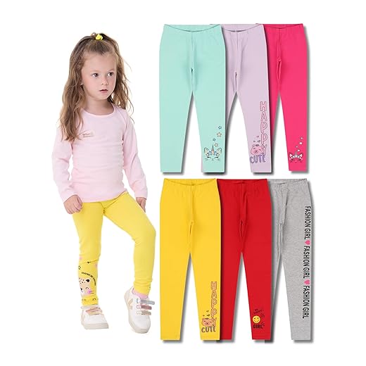 Kit Sortido de 5 Calças Leggings Bebê Menina de Cotton Infantil