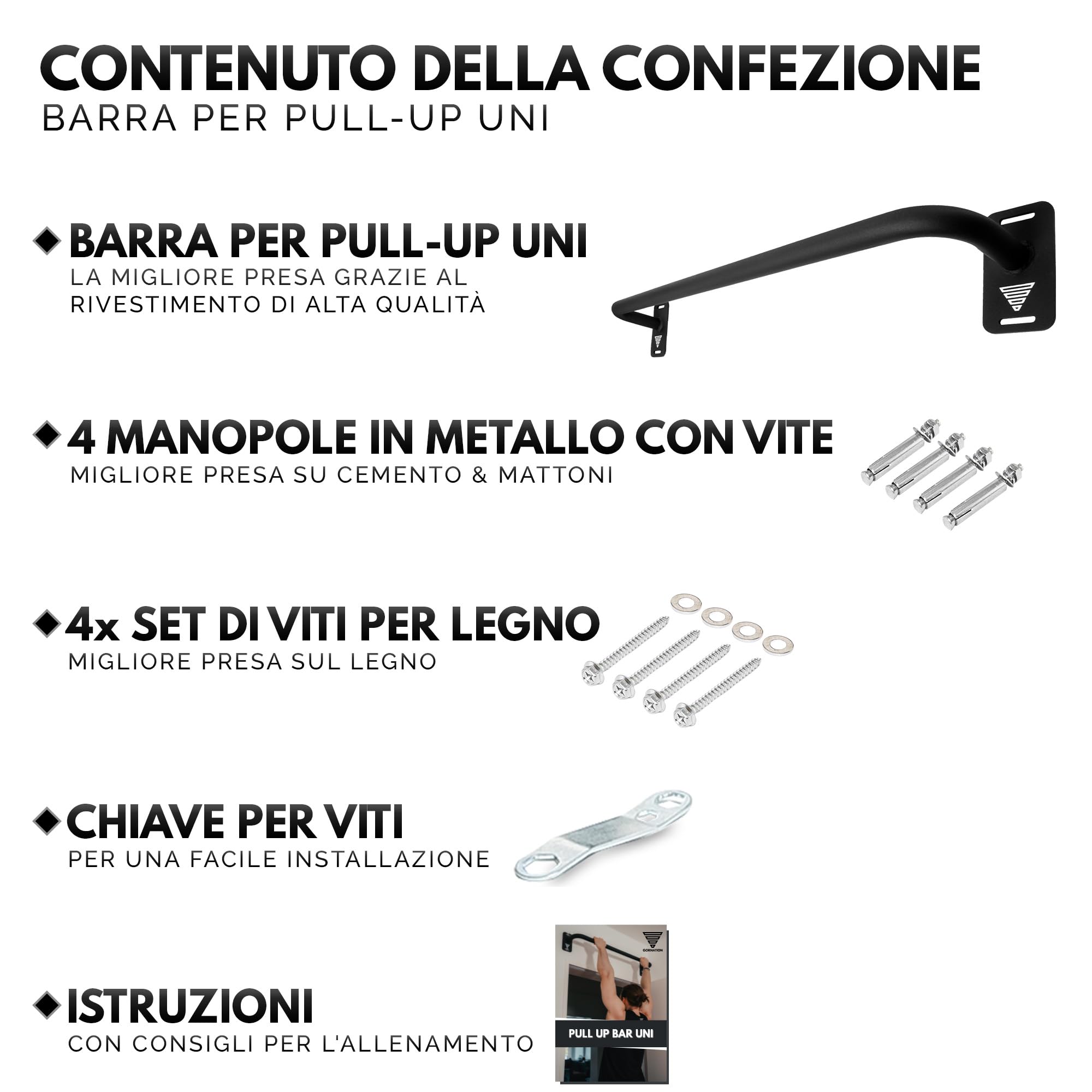 GORNATION Barra per Trazioni da Porta, Sbarra Trazioni, Pull Up Bar Antiscivolo per Home Workouts, Facile da Montare, per Trazioni, Front Lever, Chin Ups, Pull Ups