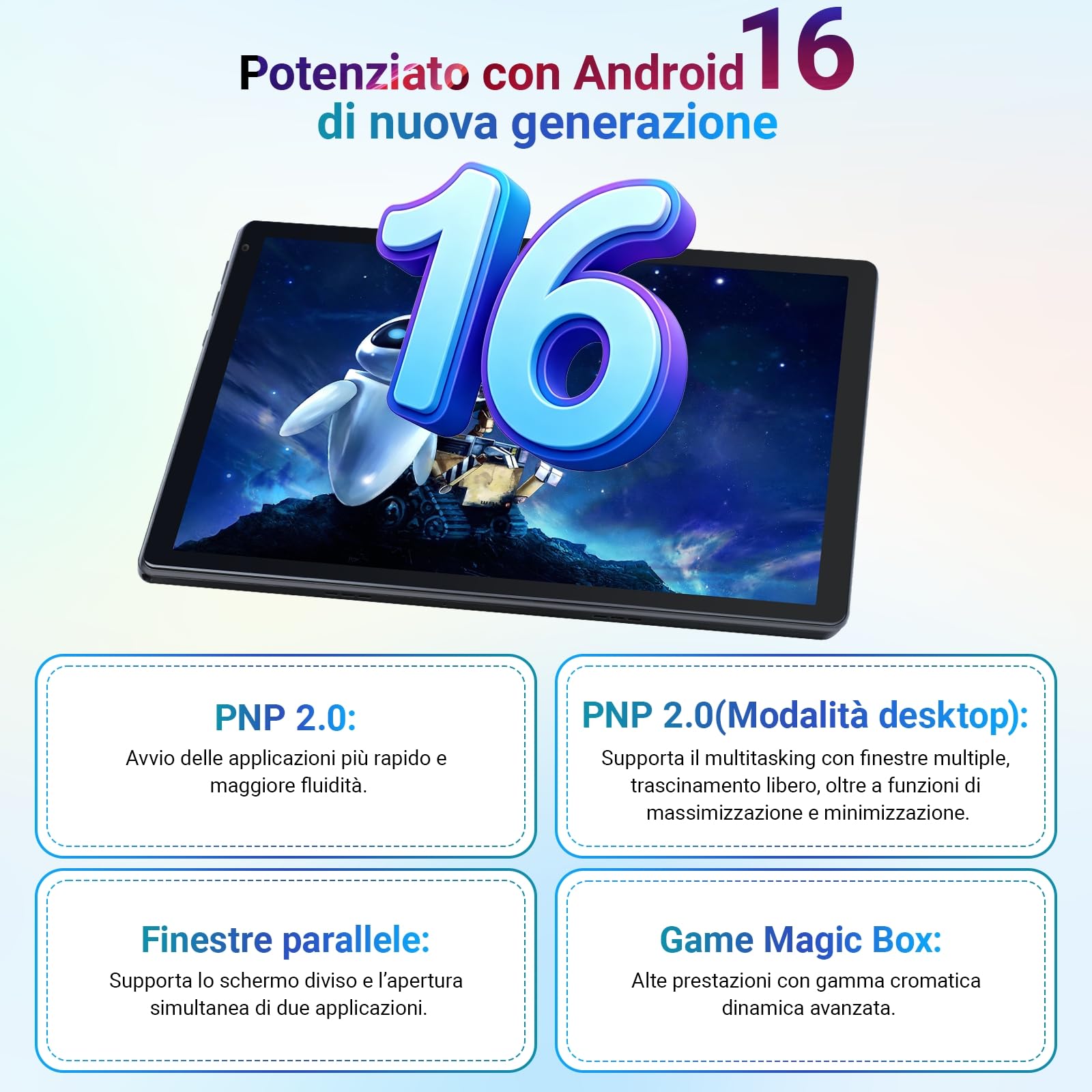 Android 16 Tablet 10 Pollici, 30GB RAM+128GB ROM, Octa Core 2.0GHz, WiFi 6, 6000mAh, 2 in 1 con Tastiera e Mouse