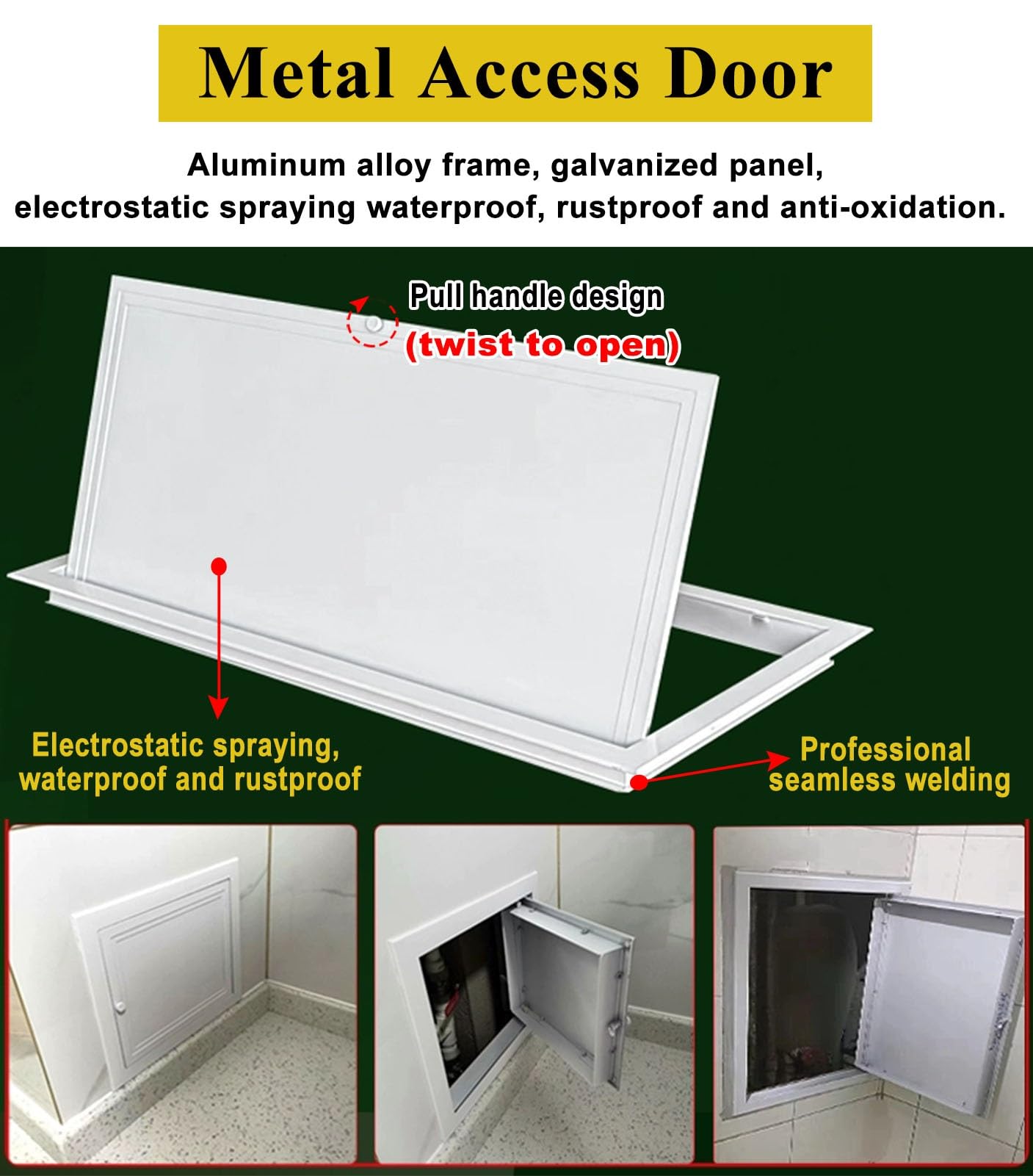 Botola Ispezione Cartongesso Sportello di Accesso al Soffitto 30x30 35x60 40x40 55x55 60x60 cm, Sportello di Accesso con Maniglia Girevole Bianca(20x28in(50x70cm))