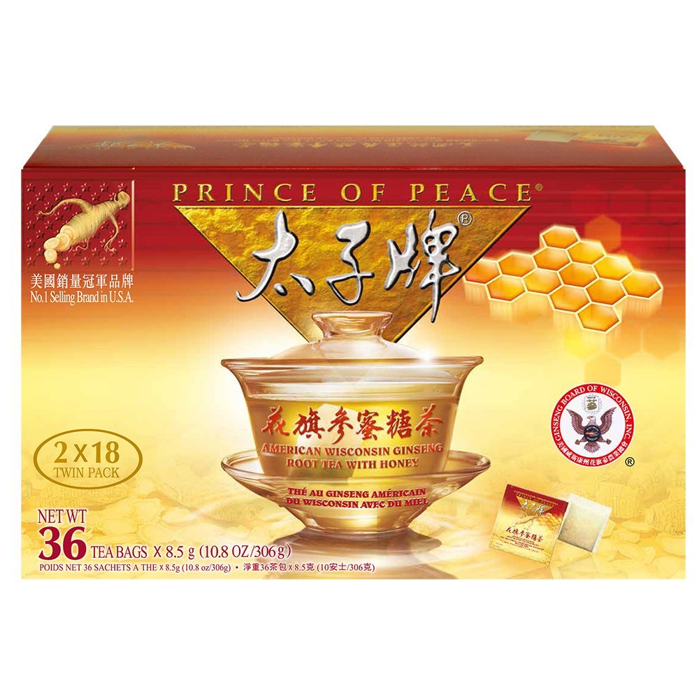 Prince Of Peace Chá de ginseng americano com mel, 36 sachês
