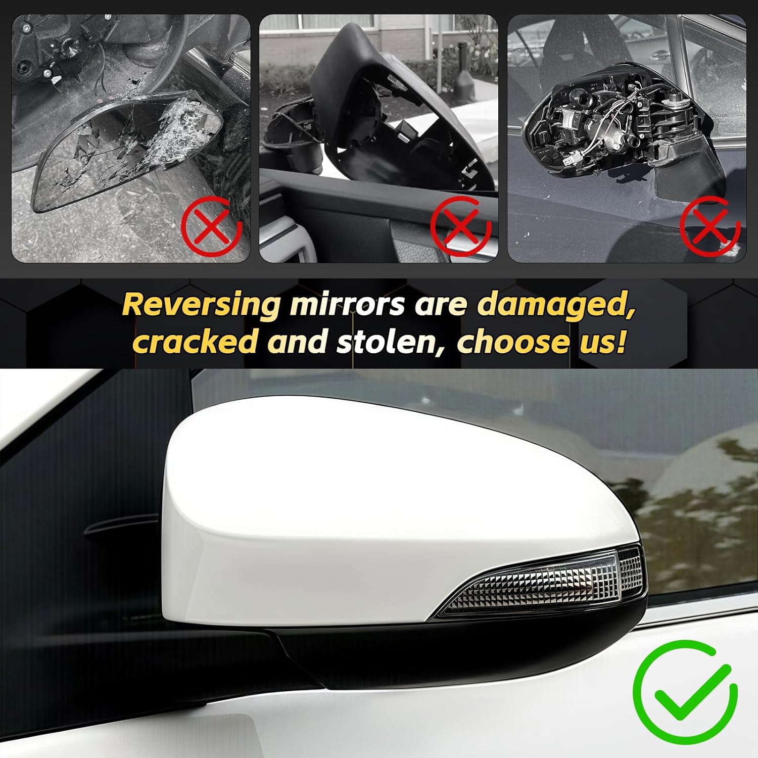 Left Driver Side Door Mirror Assembly Replace for 2014-2019 Toyota Corolla, with Turn Signal, Power Glass Adjustment, Heated Mirror Glass, Manual Folding (Left, 7 Pins)