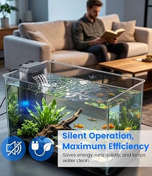 Aquarium Filter with U-V Light, Turtle Tank Filter for Up to 10 Gallon