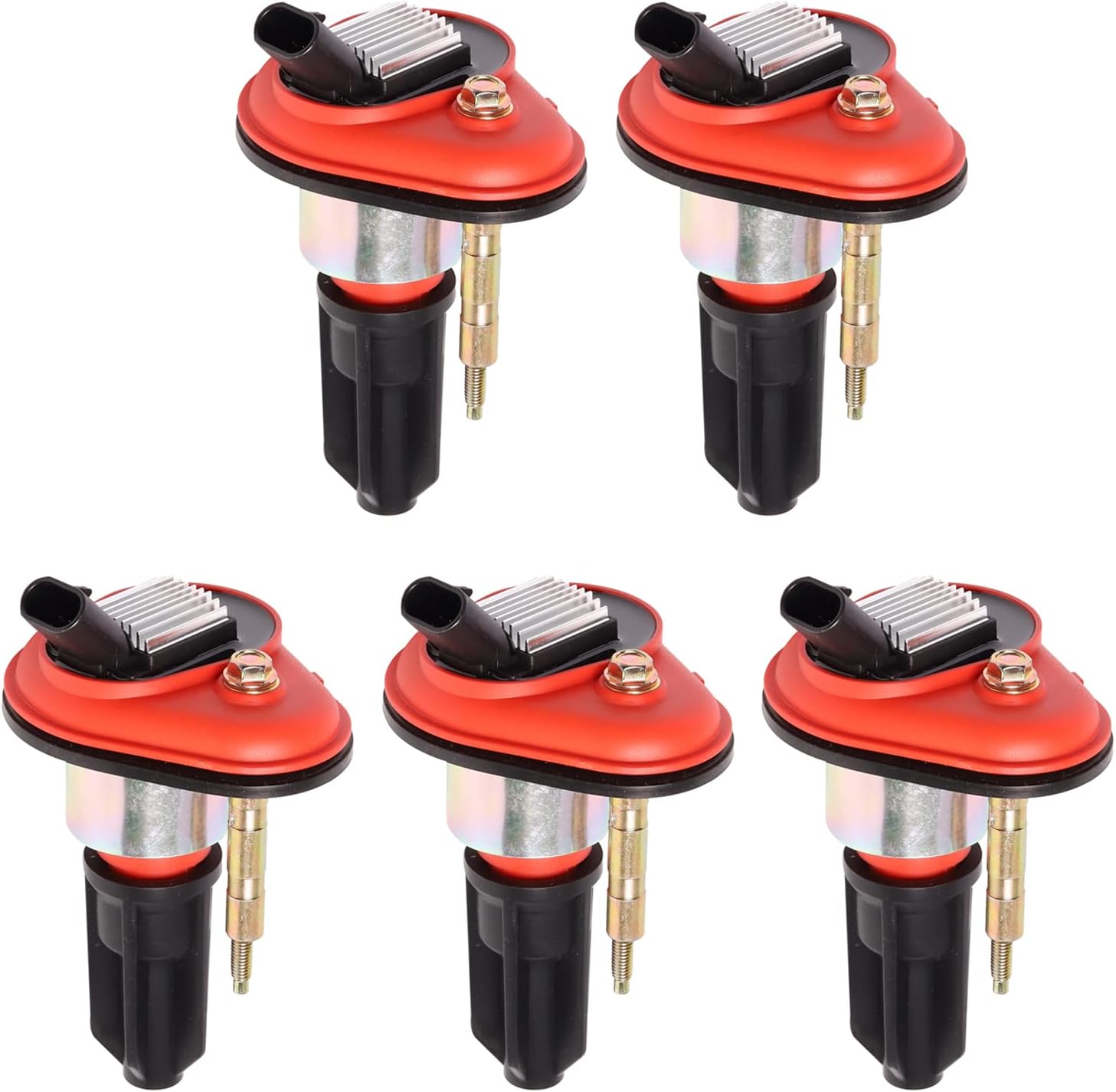 ENA Set of 5 Red Ignition Coil Pack Compatible with Chevy GMC Isuzu Hummer Saab Buick Trailblazer Envoy Rainer Colorado Canyon Ascender i-350 i-370 9-7x H3 2.8L 2.9L 3.5L Replacement for UF303 C1395