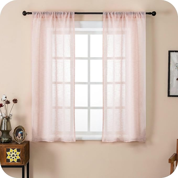 Tende Semi Filtranti In Simil Lino Naturale - Coppia 55x150cm Con Tasca Per Asta - Foto 2