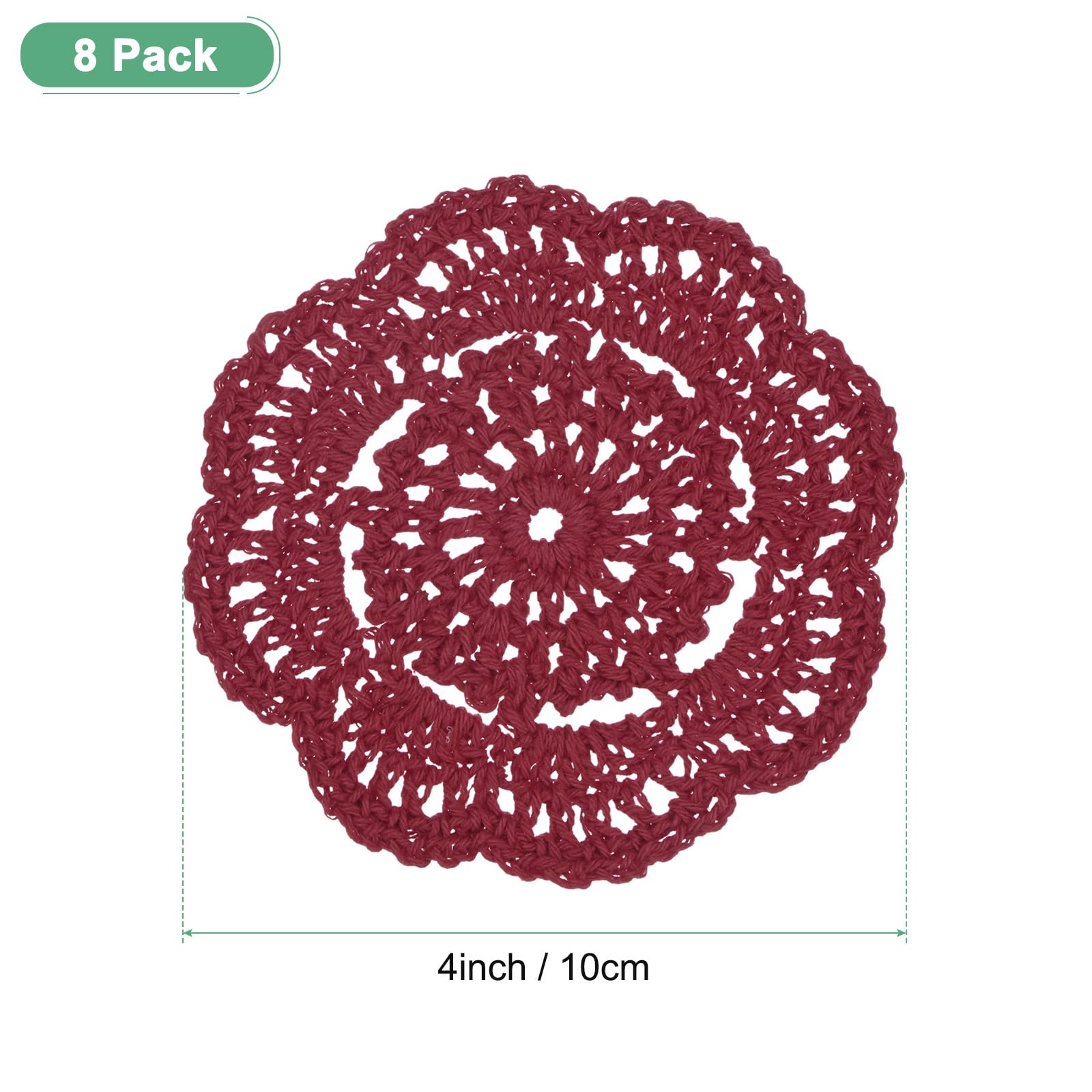 M METERXITY 8-Pack Handmade Crochet Coasters - Image 3