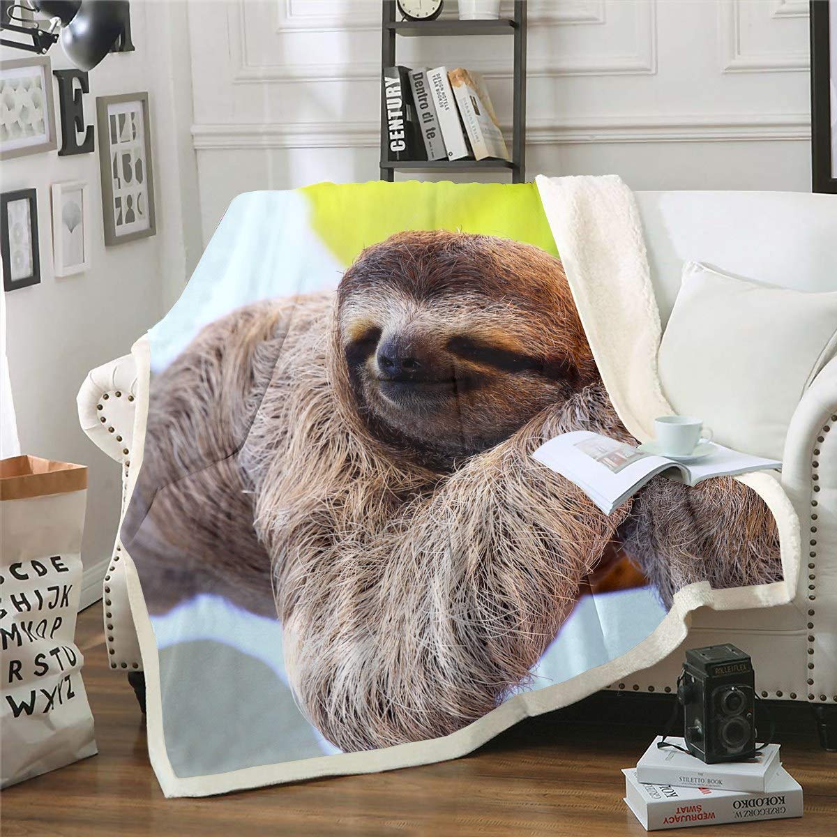 Loussiesd - Coperta in pile per ragazze, con grazioso gatto, stile vintage, per divano o divano o camera matrimoniale, 152 x 200,7 cm