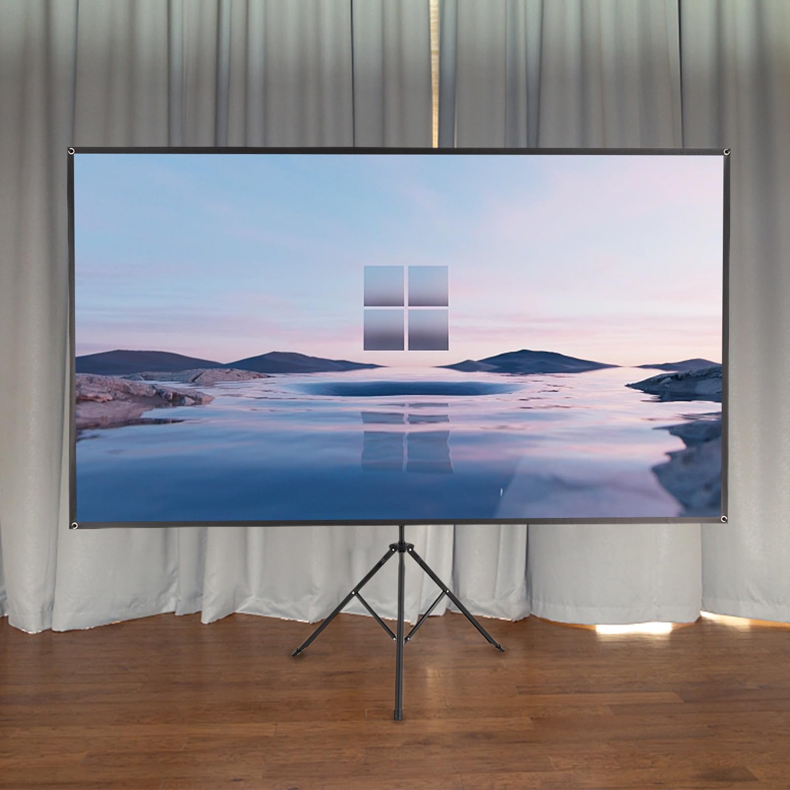 Schermo Proiettore 100 Pollici | Con Treppiede | 4K HD | Portatile Per Interno/Esterno | Grigio - Foto 7